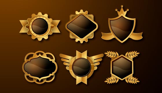 六个金色豪华的徽章矢量素材(AI/EPS)