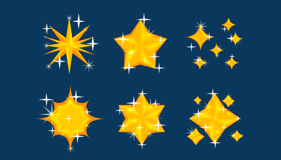 六个金光闪闪的星星矢量素材(AI/EPS)