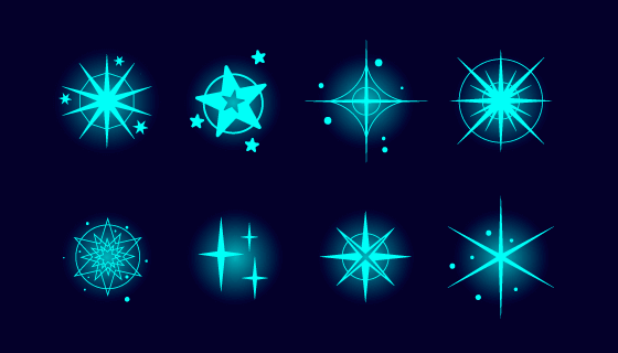 八个闪耀的星星矢量素材(AI/EPS/PNG)
