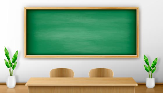 绿色黑板和木质讲台矢量素材(EPS)