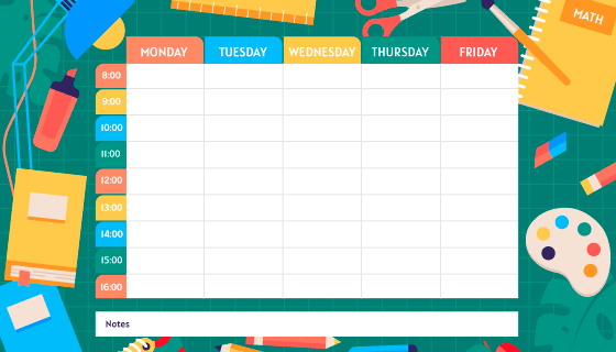 学习工具设计的课程表矢量素材(AI/EPS)