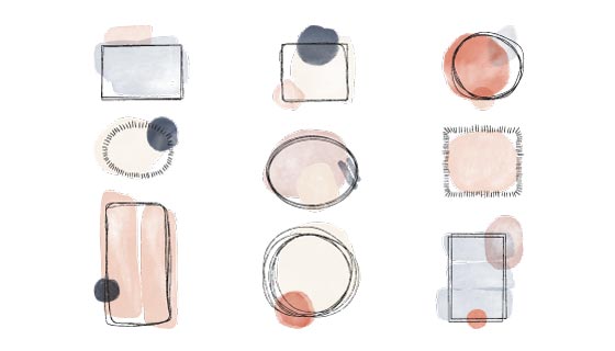 九个水彩涂鸦边框矢量素材(AI/EPS)