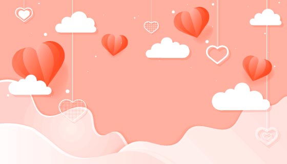 爱心吊坠设计情人节背景矢量素材(EPS)