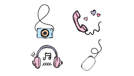 四个可爱的涂鸦元素矢量素材(EPS/PNG)