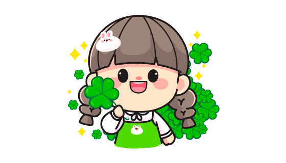 拿着绿叶的可爱小女孩矢量素材(EPS/PNG)