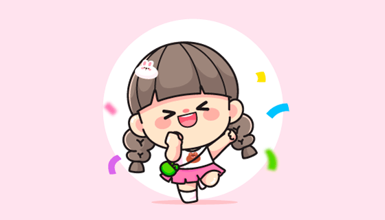 开心快乐的小女孩矢量素材(EPS)