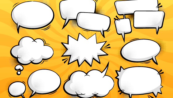 九个白色的漫画聊天气泡矢量素材(AI/EPS)