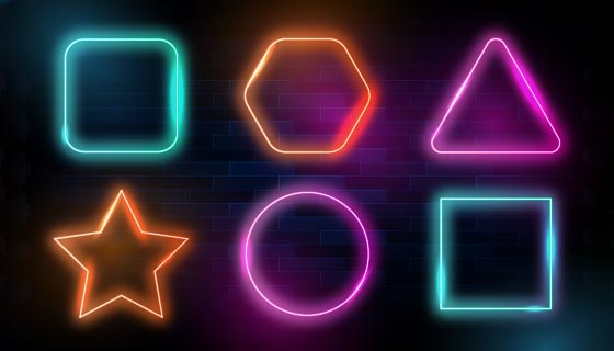 六个几何形状的霓虹灯矢量素材(AI/EPS)