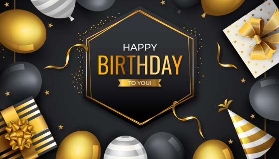 气球和礼物设计生日快乐背景矢量素材(AI/EPS)