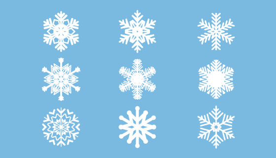 九个扁平的圣诞节雪花矢量素材(EPS/PNG)