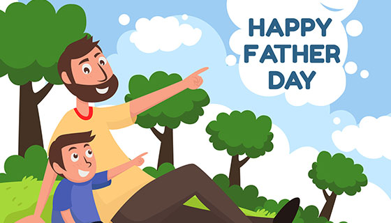 爸爸和儿子在自然中的父亲节背景矢量素材(EPS/AI)