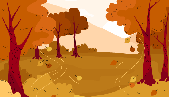 手绘树木落叶秋天背景矢量素材(AI/EPS)