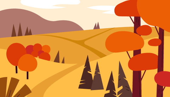 扁平风格的秋天背景矢量素材(AI/EPS)