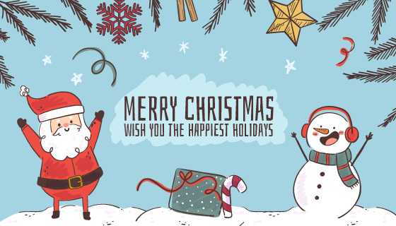 圣诞老人和雪人设计圣诞节背景矢量素材(AI/EPS)