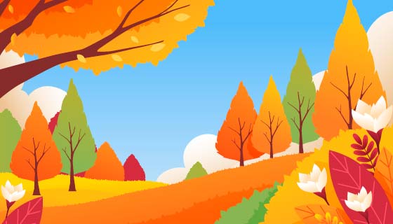 五彩缤纷的秋天景观/背景矢量素材(AI/EPS)