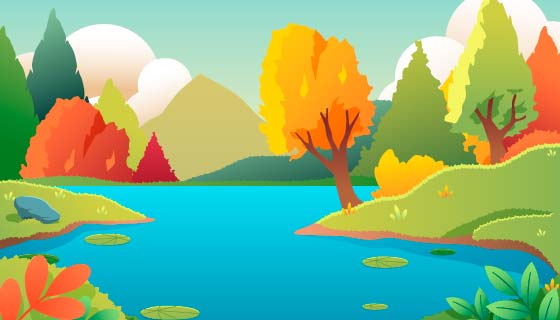 五彩缤纷的秋天景观/背景矢量素材(AI/EPS)