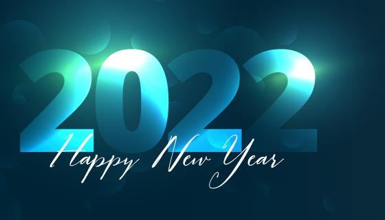 蓝色闪亮的2022新年快乐banner矢量素材(EPS)