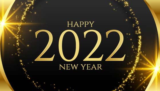金色灿烂的2022新年快乐banner矢量素材(EPS)