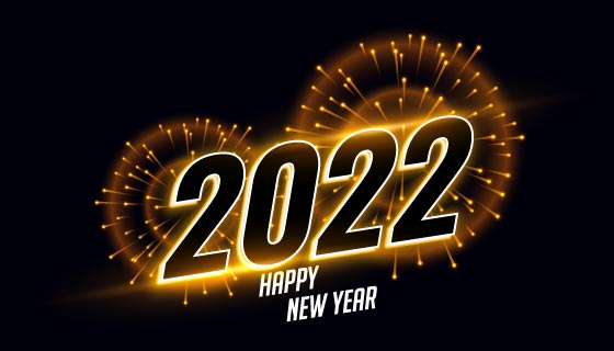 灿烂烟花设计2022新年快乐背景矢量素材(EPS)