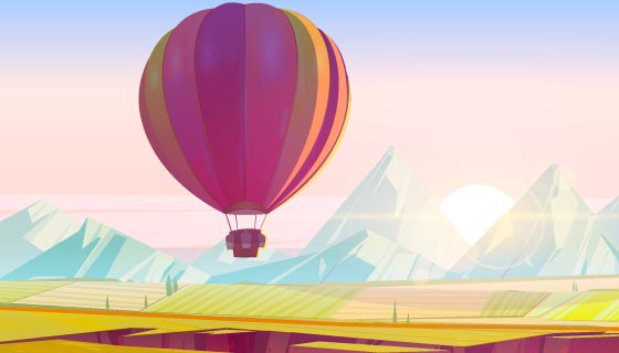 空中飞翔的热气球矢量素材(EPS)