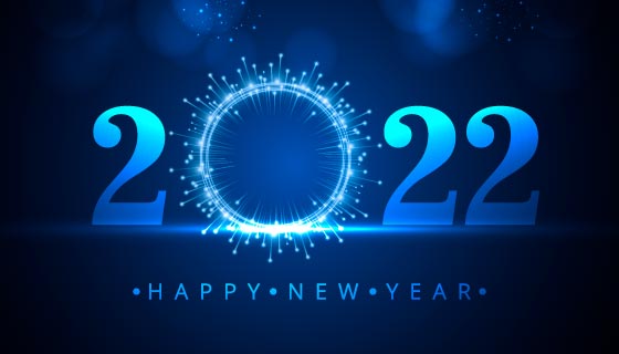 蓝色星空设计2022新年快乐矢量素材(EPS)