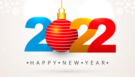 多彩数字设计2022新年快乐矢量素材(EPS)