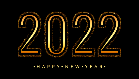 创意金色数字设计2022新年快乐矢量素材(EPS)