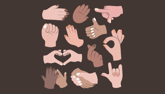 各种各样的涂鸦手语矢量素材(EPS)