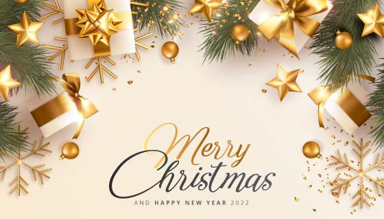 金色闪亮的礼物圣诞节背景/壁纸矢量素材(EPS)