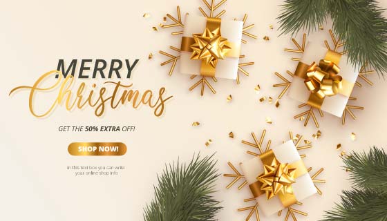 金色闪耀的礼物圣诞节背景/壁纸矢量素材(EPS)