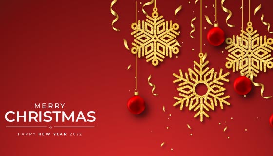 金色雪花吊坠设计圣诞节背景矢量素材(EPS)