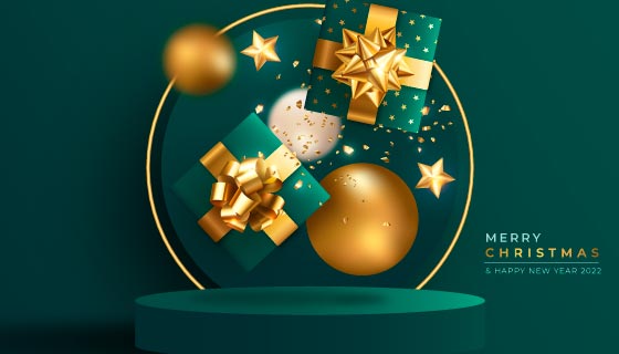 逼真的礼物设计圣诞节背景/壁纸矢量素材(EPS)