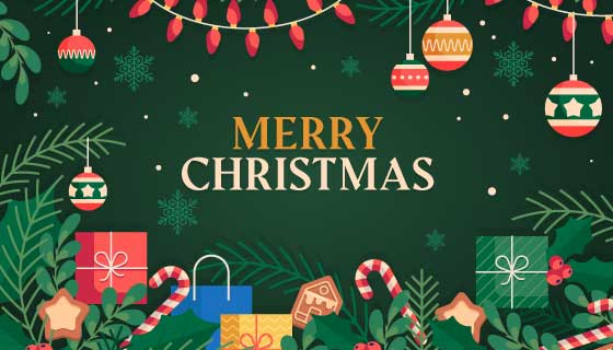 礼物和装饰设计的圣诞节背景矢量素材(AI/EPS)