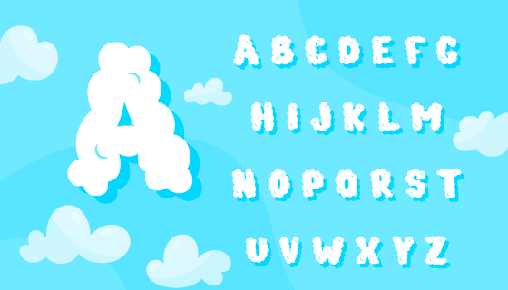 可爱的云朵设计的英文字母矢量素材(AI/EPS)