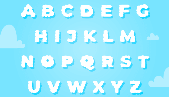 可爱的云朵设计的英文字母矢量素材(AI/EPS)