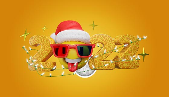 可爱表情设计的2022新年快乐素材(PSD)