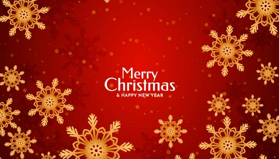 金色雪花设计圣诞节快乐背景矢量素材(EPS)