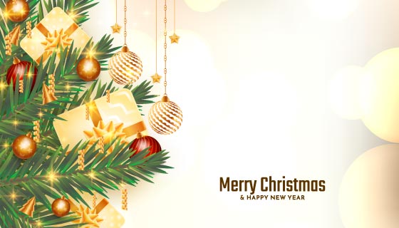 金色优雅的装饰设计圣诞节背景矢量素材(EPS)