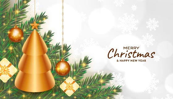 金色优雅的装饰设计圣诞节背景矢量素材(EPS)