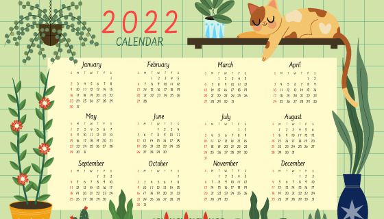 悠闲的生活设计的2022年日历矢量素材(AI/EPS)