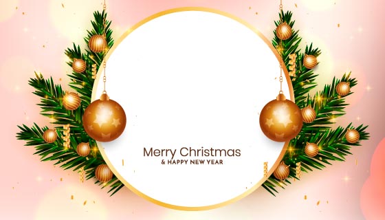 逼真的圣诞树枝设计圣诞节问候背景矢量素材(EPS)