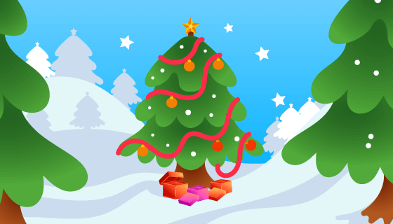 雪地里的圣诞树设计的圣诞节背景矢量素材(EPS)