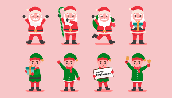 圣诞老人和小朋友矢量素材(EPS/PNG)