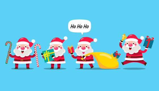 正在送礼物的圣诞老人矢量素材(EPS/PNG)