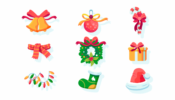 九个精美可爱的圣诞节元素矢量素材(EPS/PNG)