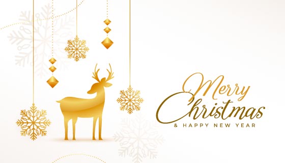 金色圣诞驯鹿设计圣诞节背景矢量素材(EPS)