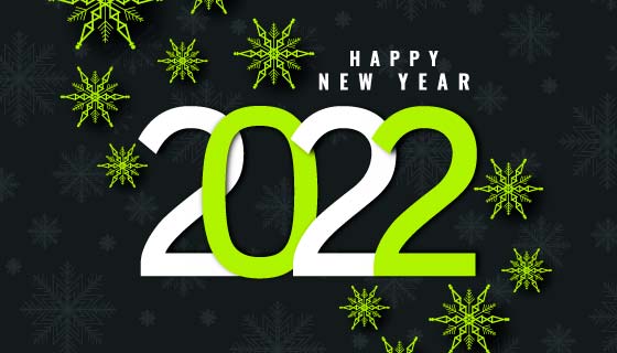 创意绿色雪花设计2022新年快乐背景矢量素材(EPS)