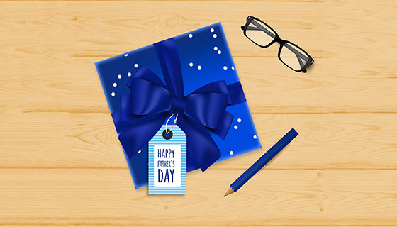 蓝色礼盒父亲节背景矢量素材(EPS/AI)