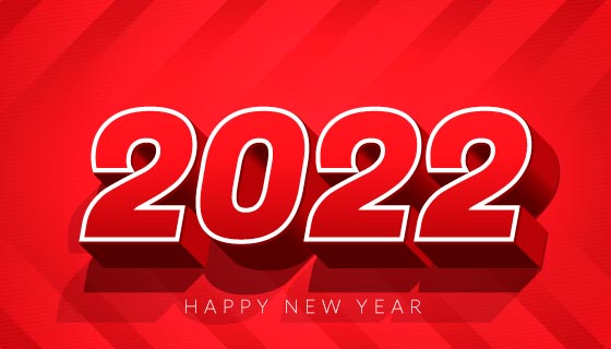 红色立体数字2022新年快乐矢量素材(EPS)