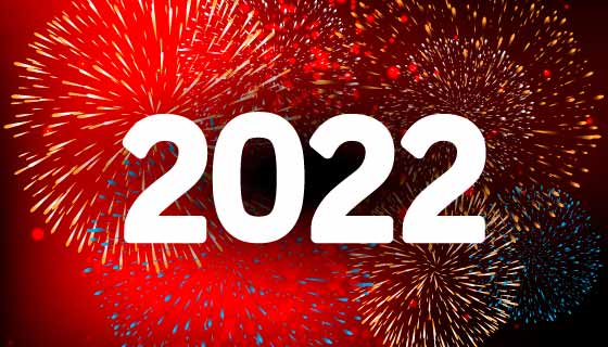灿烂烟花设计的2022新年快乐背景矢量素材(EPS)